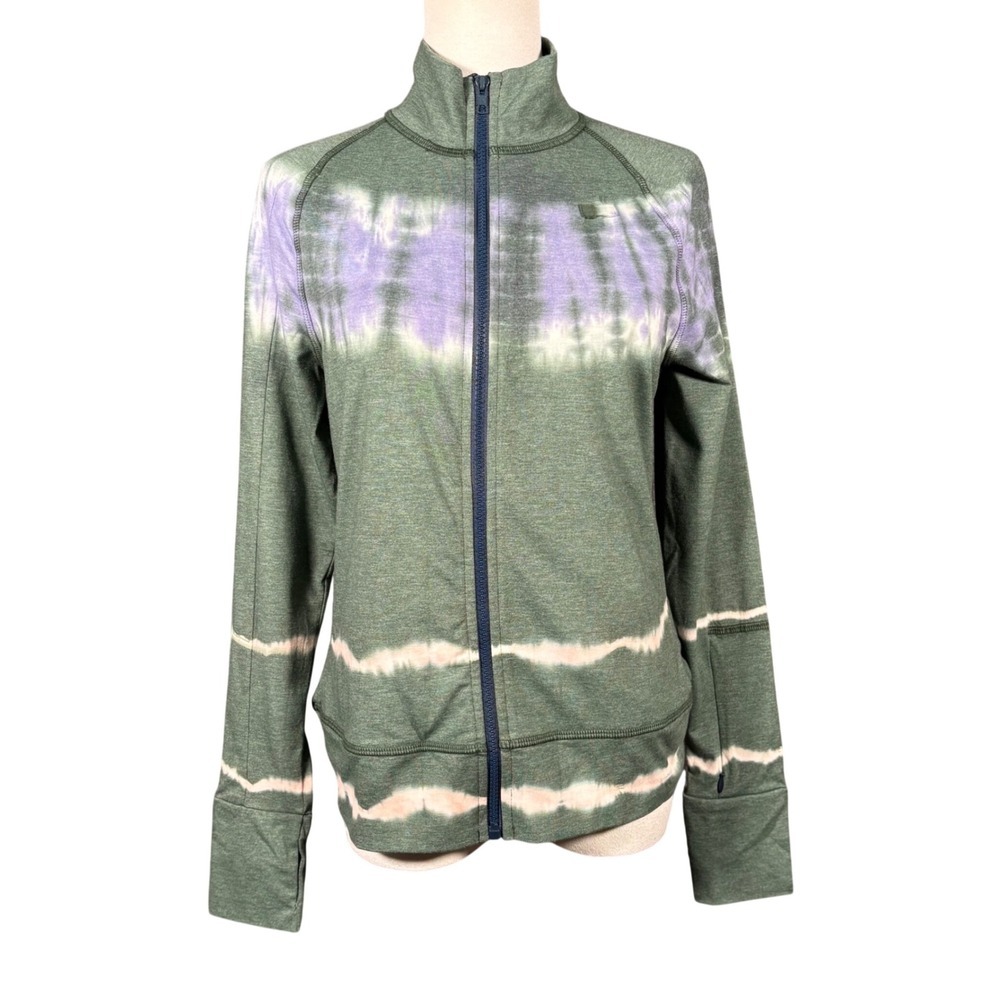 Dolan Tie Dye Full Zip Jacket Green Purple Thumbholes Temperature Control Small